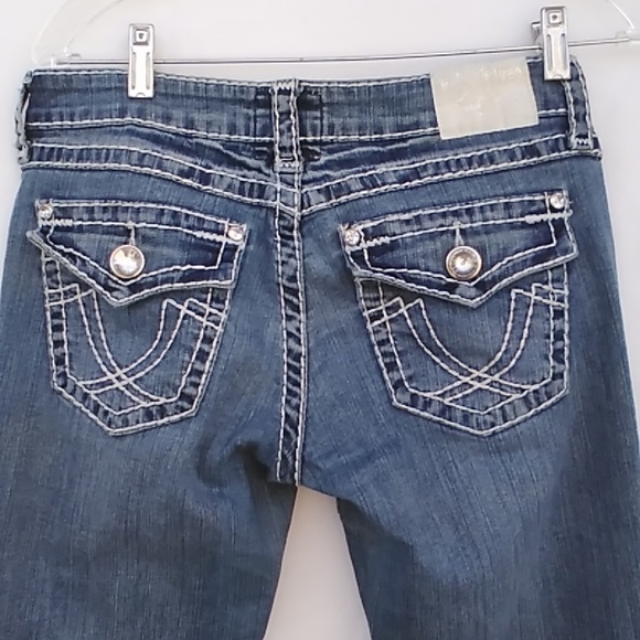 L.A. IDOL Low Rise Straight Leg Boot Cut Flare Jeans w Bling Women's… - Picture 8 of 15